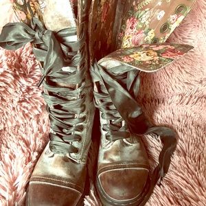 Brown Dr. Martens size 8 with floral lining